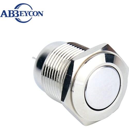 16mm Flat Head non-illuminate Latching Switch Waterproof IP65 Screw Terminal 220V 10A 1NO1NC Brass Metal Push Button Switch