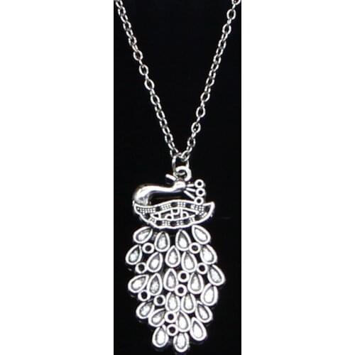 20pcs New Fashion Necklace 44x22mm bird peacock phoenix Pendants Short Long Women Men Colar Gift Jewelry Choker