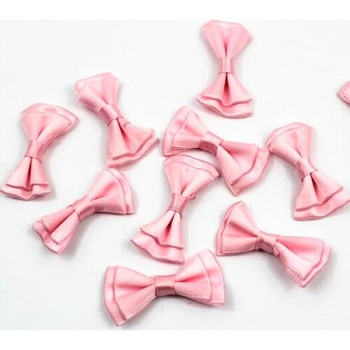 30Pcs/Lot Handmade Pink Small Satin Hair Bow for DIY Craft Baby Girl Hair Pin Clip Bow Material Appliques Garment Accessories