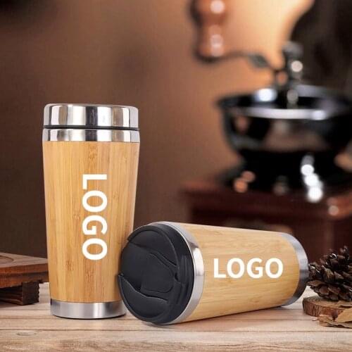 450ml Natural Bamboo Thermos Bottle Coffee Cup Stainless Steel Water Bottle Portable Vacuum Flasks for Car Home Office