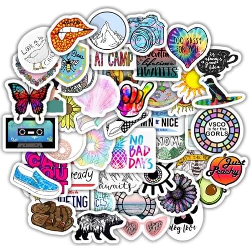 50Pcs/Set Fresh Popular Girl Sticker Homemade Waterproof Vinyl Diy Sticker Refrigerator Phone Car Sticker