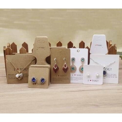 50pcs Jewelry Set Display Card Necklace &Earring Display vintage Kraft Paper Necklace Display DIY Hot sale I LOVE YOU