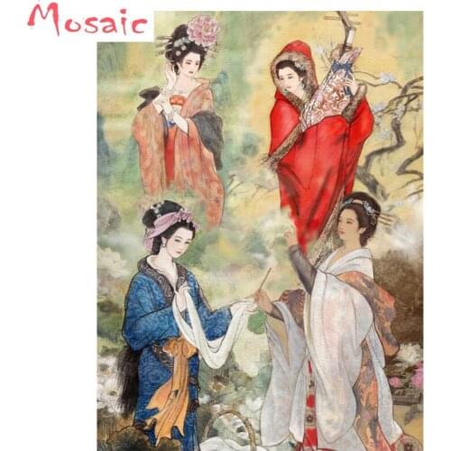 5d diamond misaic girl Chinese full round square Rubiks Cube rhinestones pictures embroidery diamond painting cross-stitch kits