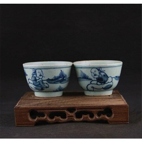 6 Rare Ming Dynasty porcelain cup,people,A PAIR,best collection & adornment, Free shipping