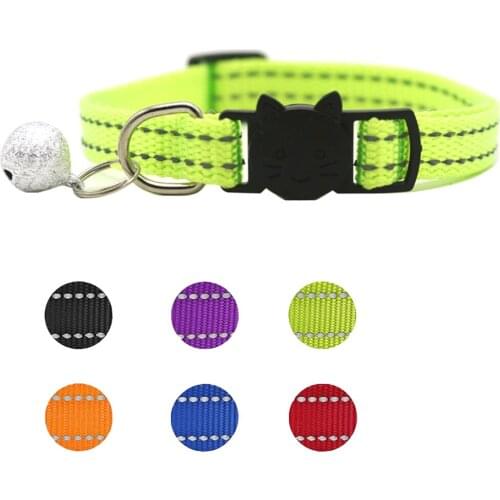 6 PCS Safety Cat Reflective Collars Breakaway with Bell Nylon Colorful Adjustable for Kitty Small Pet Dog Puppies