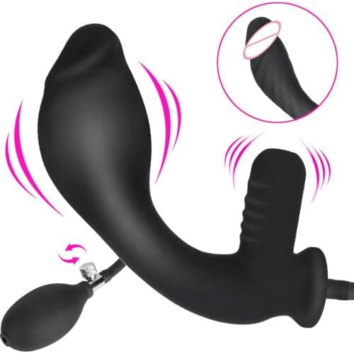 Anal Dilator Expandable Inflatable Butt Plug Vibrating Anal Plug Dildo Vibrator Clitoris Stimulation Super Large