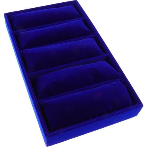 Velvet Stackable Jewelry Display Trays Bracelet Watch Showcase 5 Grids Pillow Tray