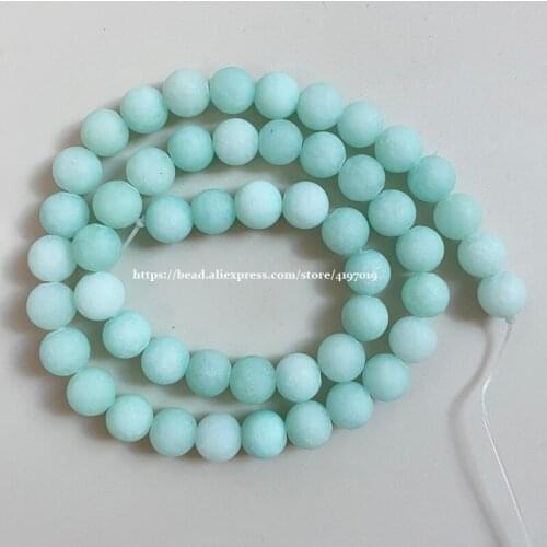 Free Shipping Natural Stone Matte Light Blue Amazonite Gem Round Loose Beads 15" Strand 6 8 10 MM Pick Size
