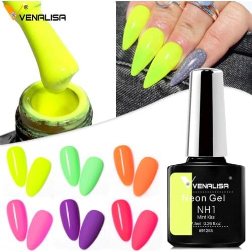 Neon Nail Gel Polish 7.5ml Fluorescent Green Yellow Colors Soak Off UV Gel Varnish Nail Art venalisa manicure matte effect