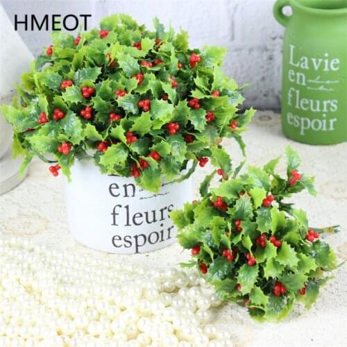 Artificial Plants Christmas Berry Fruit Flower Gree Bonsai Home Garden Office Decor Wedding Supplies Fake Plastic Flowers Bunch