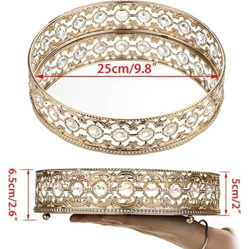 Modern Mirrored Crystal Vanity Makeup Tray Ornate Jewelry Trinket Organizer