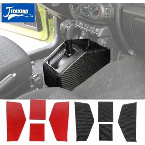 JIDIXIAN Soft Carbon Fiber Car Gear Shift Panel Decoration Cover Stickers for Suzuki Jimny 2019 2020 2021 Interior Accessories