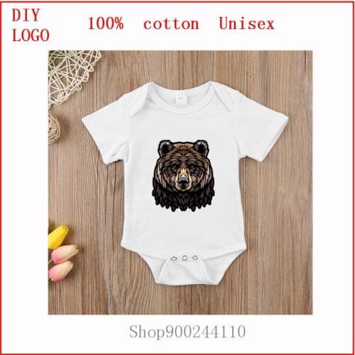 Newborn Baby Boy Girl bear nature tattoo tribal animal forest predator teddy Outfit Bodysuits baby Romper short sleeve Clothes