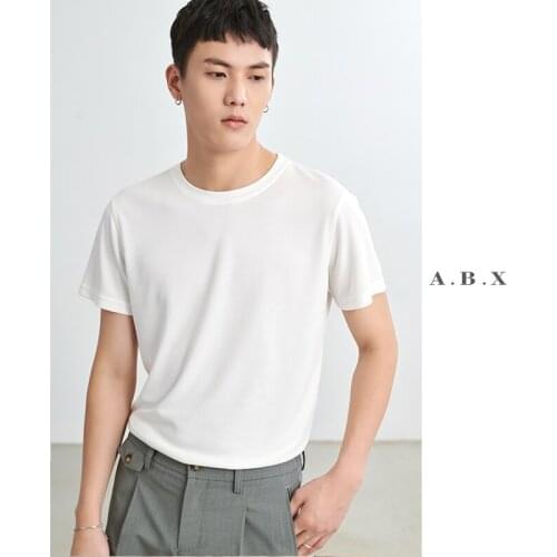 Summer New Modal White Round Neck Mens Short-Sleeved Loose Casual All-Match Ice Base Compassionate T-shirt