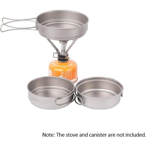 Lixada 350ml/500ml Ultralight Titanium Frypan Outdoor Camping Hiking Picnic Backpacking Cooking Frying Pan with Foldable Handles