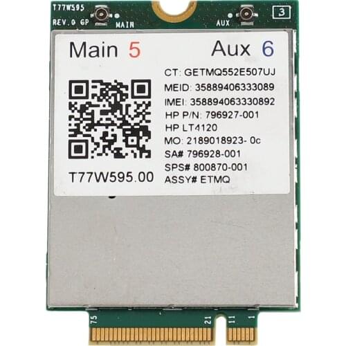 Lt4120 X5 LTE T77W595 796928-001 4G WWAN M.2 150Mbps LTE Modem for HP Elite X2 840 850 G3 640 650 645 G2 green