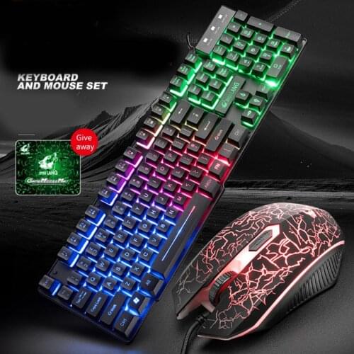 1Set T11 Mechanical Keyboard Rainbow Backlight Keypad Mouse for PC Laptop Gaming