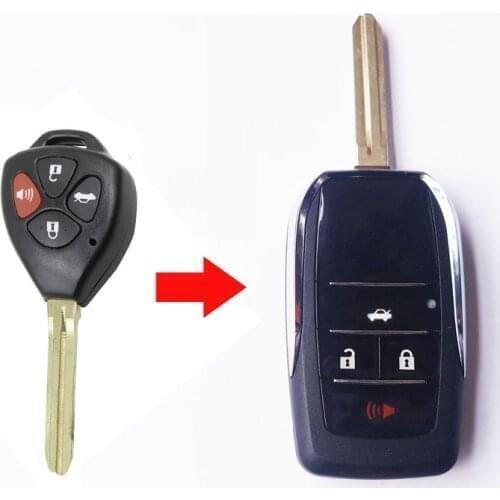 For Toyota Camry Reiz Vois RAV4 Modified Flip Folding Remote key Shell Case 3+1 Button With TOY43 Blade Fob Key Cover New style