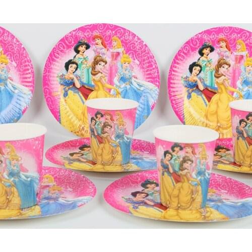 40pcs Kids Girls Birthday Xmas Party Supplies Princess Theme Party Decoration Sets Paper Plates Cups for 20 people