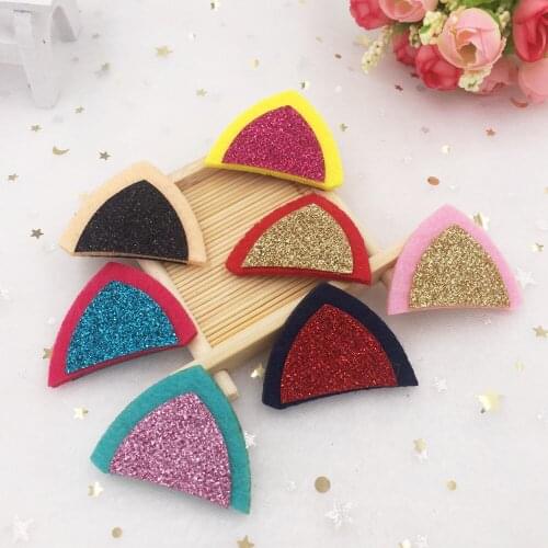 New 20pcs non-woven fabrics Paillette Glitter Cat ears Appliques wedding DIY Sewing Patchs craft hair bow accessories SA88*2