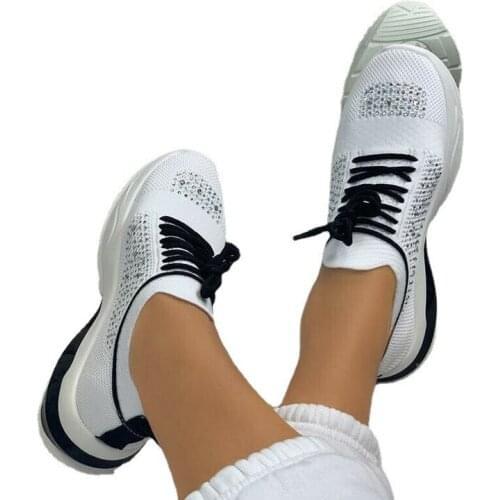 New Sneakers Womens Vulcanize Shoes Rhinestone Ladies Sports Shoes for Women 2021 Lace Up Running Walking Women Shoes