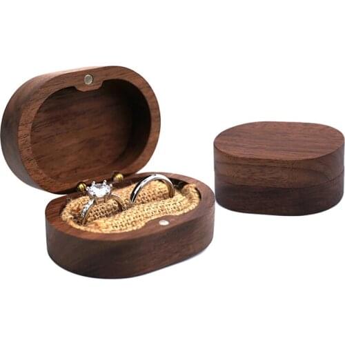 Wholesale Wood Double Ring Bearer Box Wedding Engagement Ring Holder Jewelry Case Favor Gift