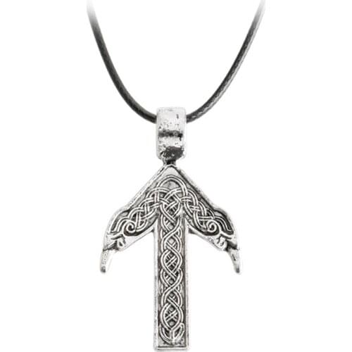 Nostalgia Viking Nordic TIWAZ Rune Raven Amulet Norse Runes Tribal Silve Necklace Mens Womens Gift Jewellery Free shipping