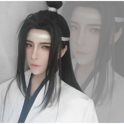 Ancient Style Hanfu Wigs Cosplay Gay Wei Wuxian Mens Long Hair Costume New 2021