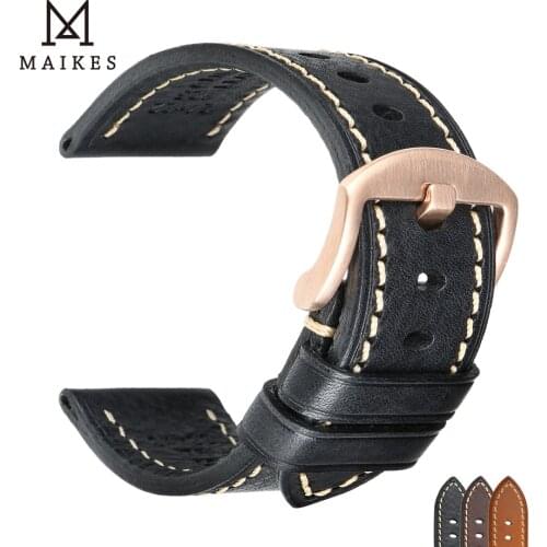 MAIKES Fast Shipping Leather Watch Strap Smart Watch 20mm 22mm Replacement Band Bracelet for Samsung Galaxy Watch Loop Belt