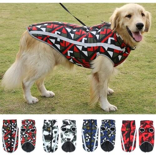 S-6XL Warm Winter Chest Harness for Dogs Fashion Windproof Reflective Srip Harnesses Vest Irregular Geometry Pets Chests Clothes