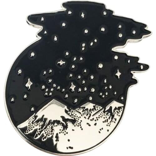 Snow mountain badge starry night landscape pin