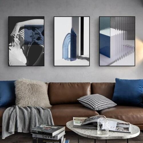 Modern Simple Living room Blue Decorative Painting Blue Color Abstract Wall Picture