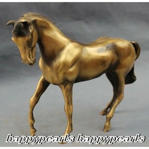 10" Antique Bronze Horses Year Zodiac FengShui Wealth Run Horse Statue Animals