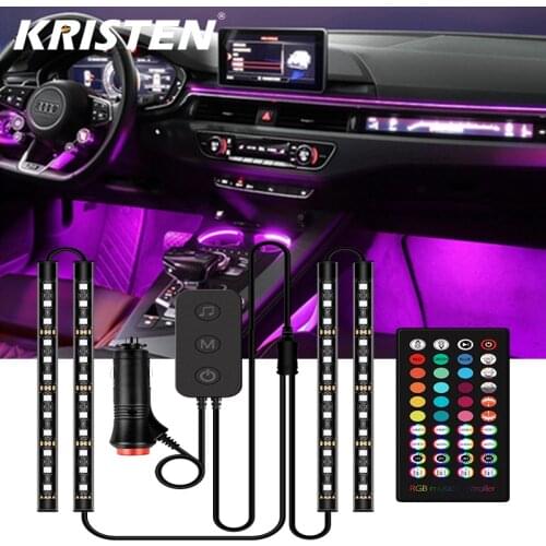 Car Interior Atmosphere Light RGB LED Strip Light With USB Wireless Remote&APP Music Control Automotive Car Decorative Lamp