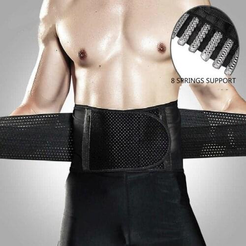 Gym Waist Trimmer Breathable Double Pressurized Lumbar Waist Support Belt Back Brace 8 Springs Support Corrector Strap Protect