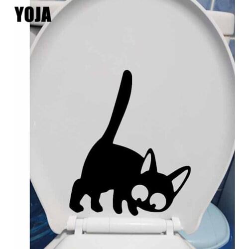 YOJA 19.9X23.9CM Interesting BedRoom Home Decoration Toilet Decal Wall Sticker Cat T5-0024