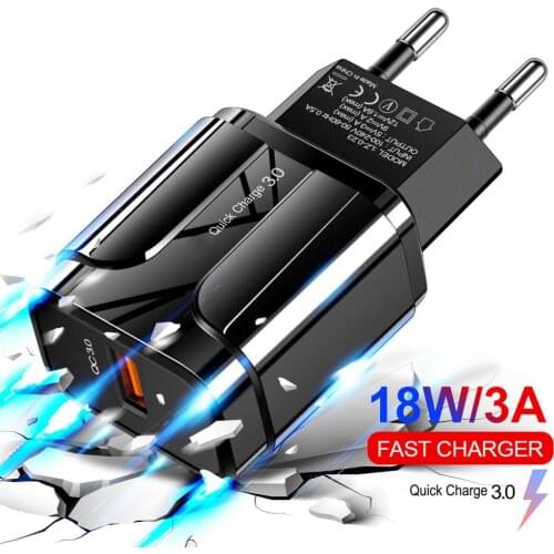 Phone Charger 18W USB Charging Adapter QC 3.0 Fast Charging Wall Plug Single USB Port USB Travel Wall Charger
