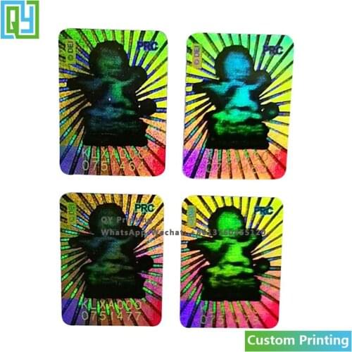 10000pcs 12x17mm Custom Printing Adhesive 3D 2D Hologram Stickers Security Packaging Holographic Green Laser Labels Brand Mark