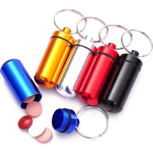 200pcs Waterproof Aluminum Medicine Pill Box Case Storage Drug Organizer Keychain Tablet Sundry Container Stash Holder ZA1126