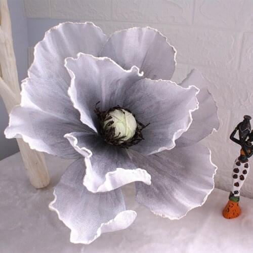 40CM Linen Simulation Poppy Flower Head Wedding Road Lead Wall Background Decor Shopping Mall Window Display Poppies Flowers