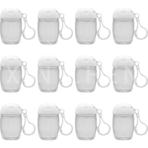 50 Pcs 30ml Hand Sanitizer Bottle Portable Empty Refillable Leakproof Travel Bottle Clear with Keychain for Toiletries Liquid