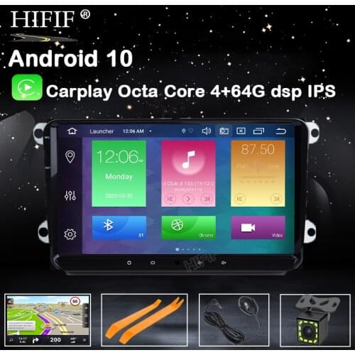 IPS DSP 4G Android 10 2DIN Car GPS PLAYER Carplay for Seat Altea Toledo VW GOLF 5/6 Polo Passat B6 CC Tiguan Touran RADIO NO DVD