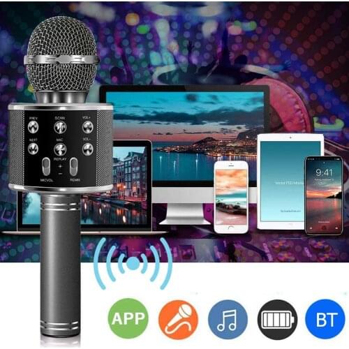 Bluetooth Wireless Microphone Speaker Handheld Karaoke Mic KTV Music Player