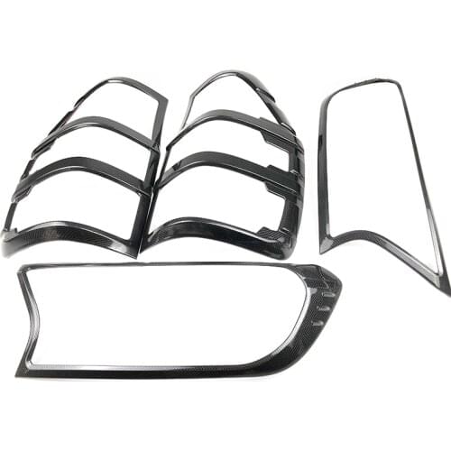 ABS Black carbon fiber Headlights cover Car rear lamp cover fit for ford ranger T7 wildtrak everest endeavour 2016-2019