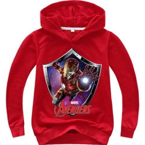 Cartoon Avengers Marvel Superhero Iron Man Hoodies Boys Sweatshirt Cotton Costume Children Sport Kid Long Sleeve T-shirt Top Tee