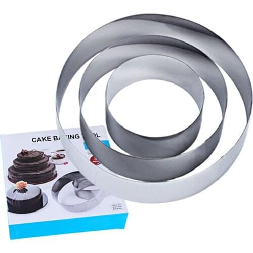 3PCS/Set Stainless Steel Mousse Rings Cookie Cutter Big Round Shape Baker Mold Fondant Jelly Cake Cutter Baking Tool Kitchen