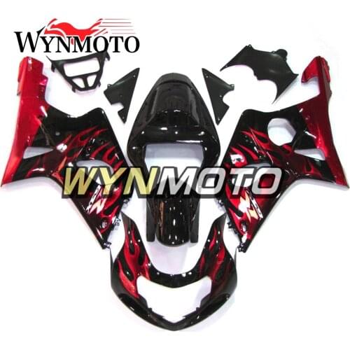 Complete Fairings Kit For GSXR1000 2000-2002 00 01 02 K1 K2 Injection ABS Plastics Fairings Red Black Flame Bodywork Covers New