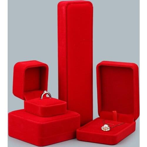 Red Flannel Jewelry Box/Packing Box Ring Box Pendant Box Bracelet Box Necklace Box Red Base Lining Organizer Jewelry Organizer