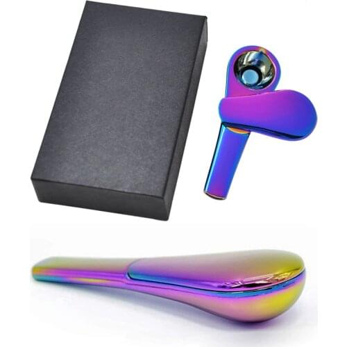 Metal Spoon Shaped Tobacco Pipes with Gift Box Packing, Funny Smoking Tool for Smoking Dry Herb Smokerss Weed Accessories
