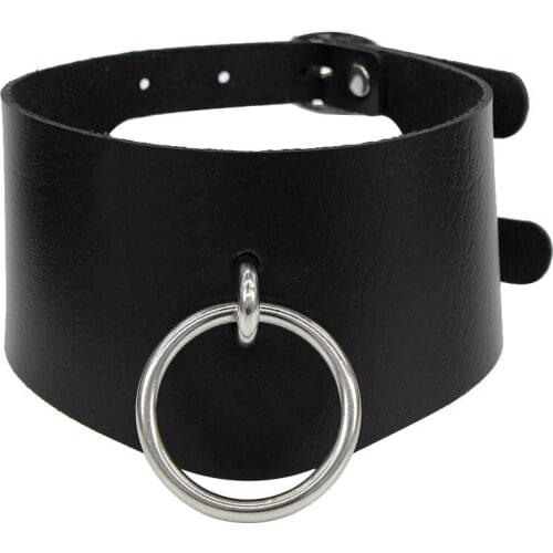 Fashion Round Black Leather Choker Necklace Collar Neck Punk Necklace Goth Choker women girls Trendy Rock Sexy Gothic Jewelry
